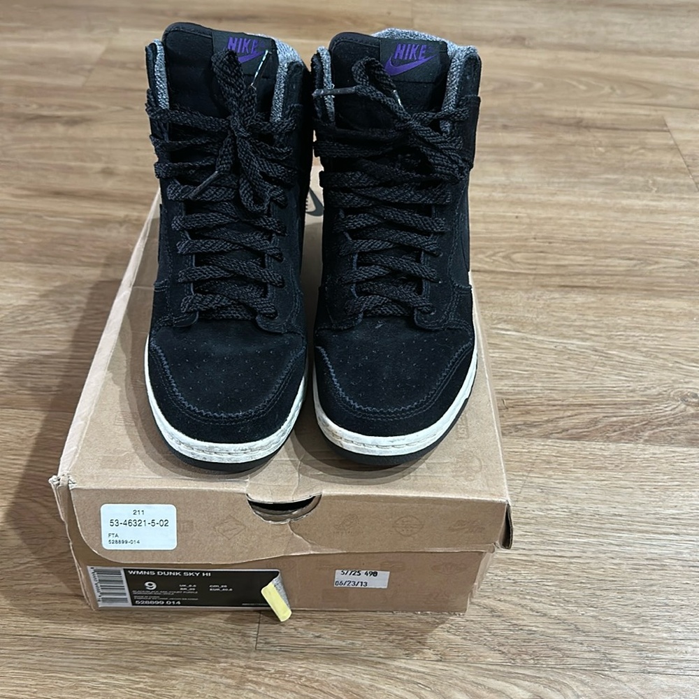 NIKE DUNK SKY HI HIDDEN WEDGE BLACK PURPLE VINTAGE SNEAKERS SIZE 9